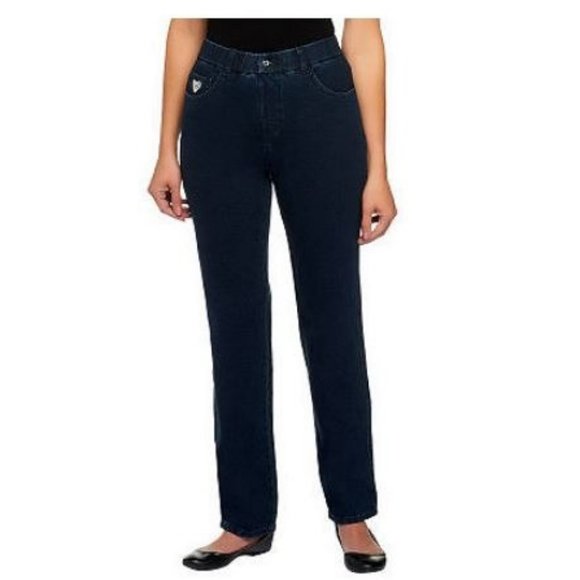 Quacker Factory "DreamJeannes" Pull-on Straight Leg Pants   16273 - Picture 1 of 1